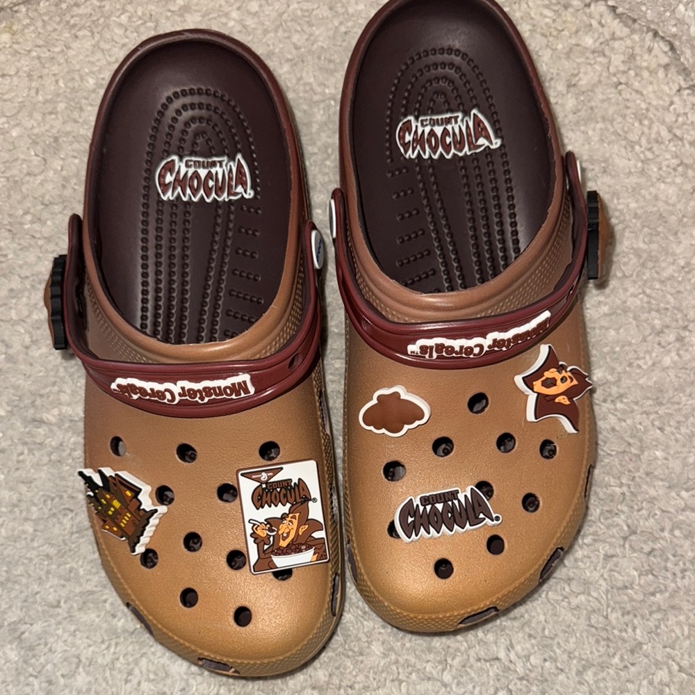CROCS Brown Slippers with Classic Perforations and Heel Strap